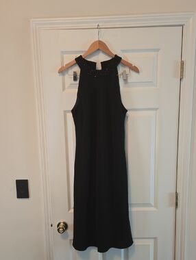 Jones New York Black Beaded Halter Midi Dress